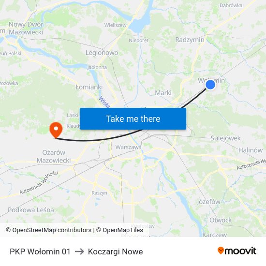 PKP Wołomin 01 to Koczargi Nowe map