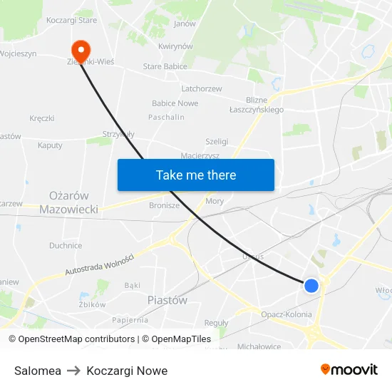 Salomea to Koczargi Nowe map