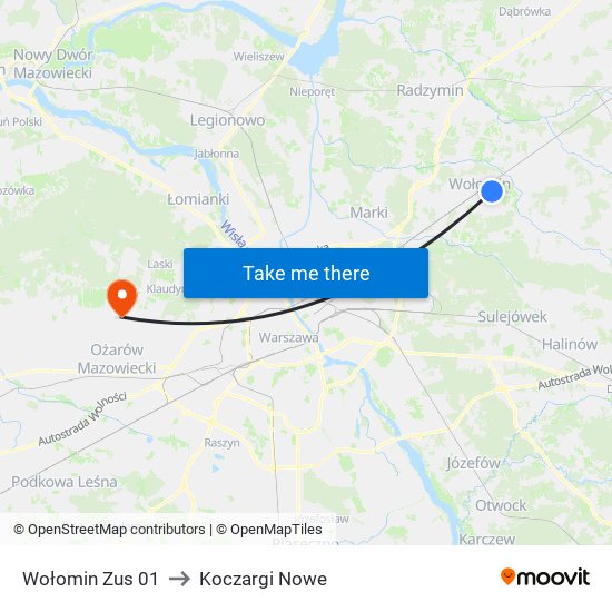 Wołomin Zus 01 to Koczargi Nowe map