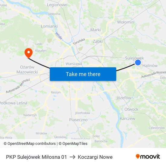 PKP Sulejówek Miłosna 01 to Koczargi Nowe map