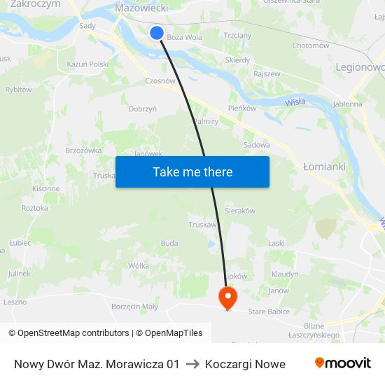 Nowy Dwór Mazowiecki Morawicza to Koczargi Nowe map