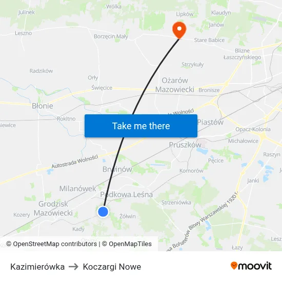 Kazimierówka to Koczargi Nowe map