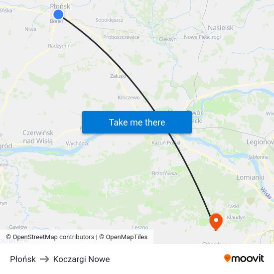 Płońsk to Koczargi Nowe map