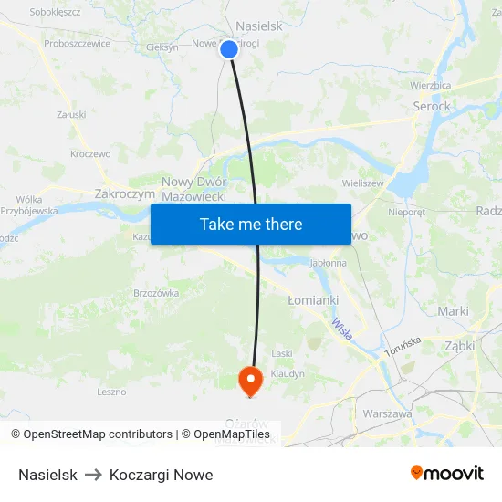 Nasielsk to Koczargi Nowe map