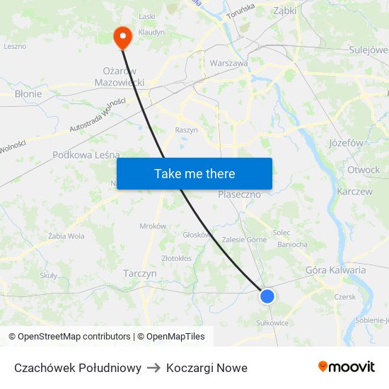 Czachówek Południowy to Koczargi Nowe map