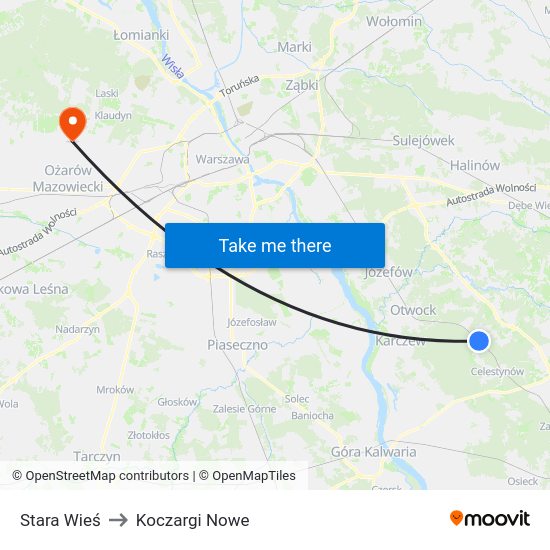 Stara Wieś to Koczargi Nowe map