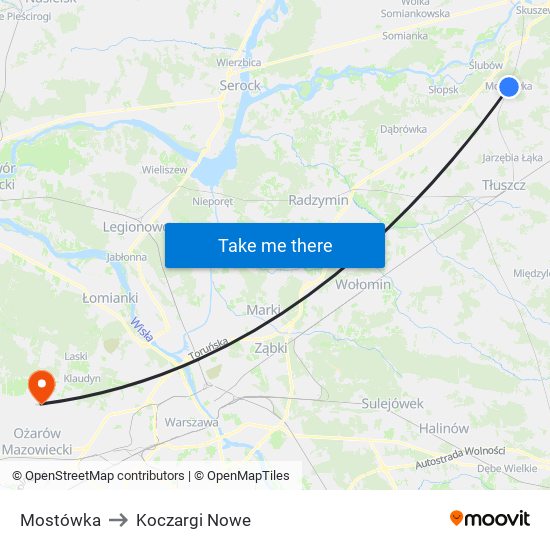 Mostówka to Koczargi Nowe map