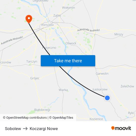 Sobolew to Koczargi Nowe map