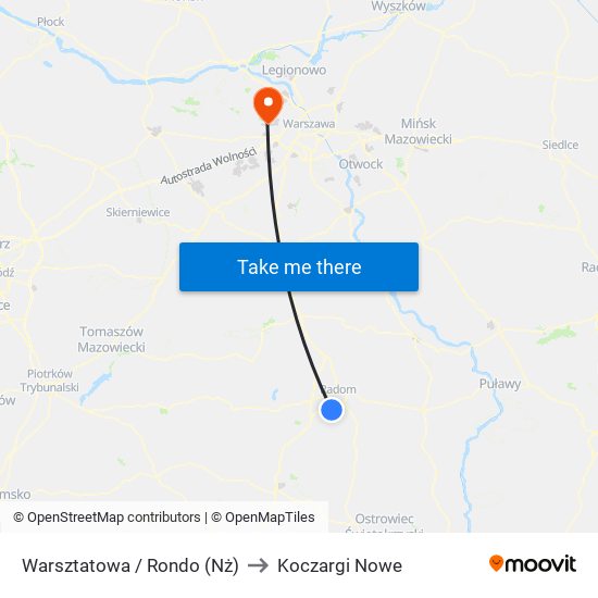 Warsztatowa / Rondo (Nż) to Koczargi Nowe map