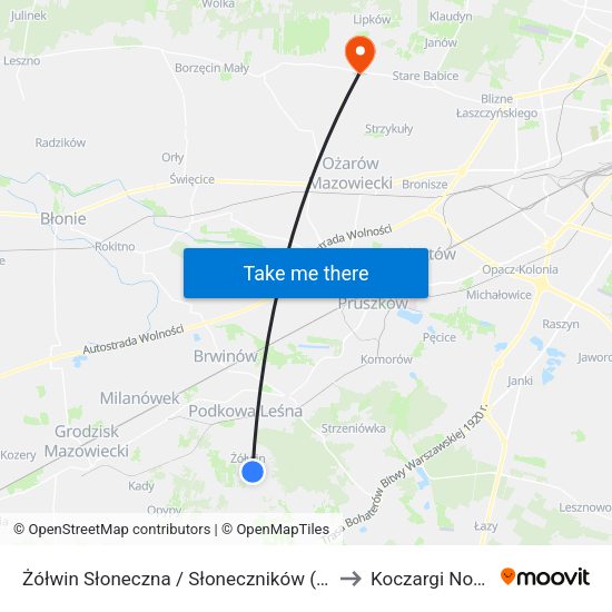 Żółwin Słoneczna / Słoneczników (Nż) to Koczargi Nowe map