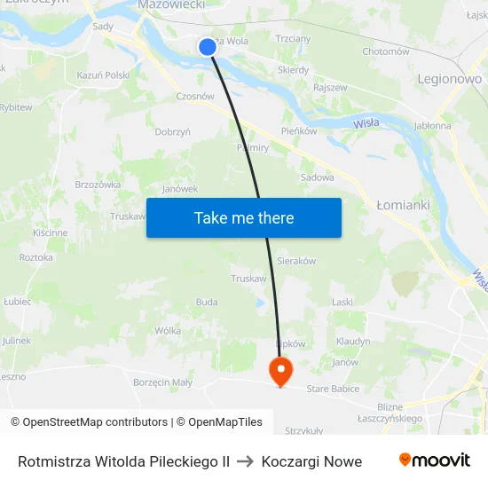 Rotmistrza Witolda Pileckiego II to Koczargi Nowe map