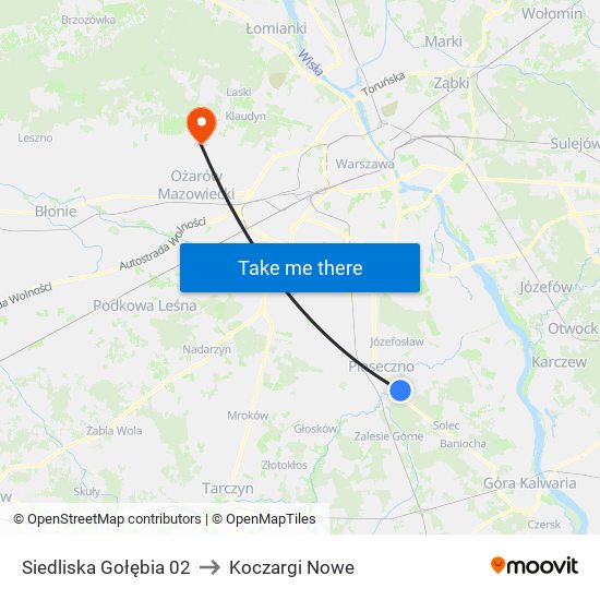 Siedliska Gołębia 02 to Koczargi Nowe map