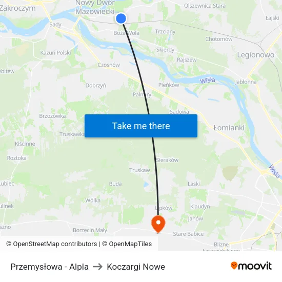 Przemysłowa - Alpla to Koczargi Nowe map