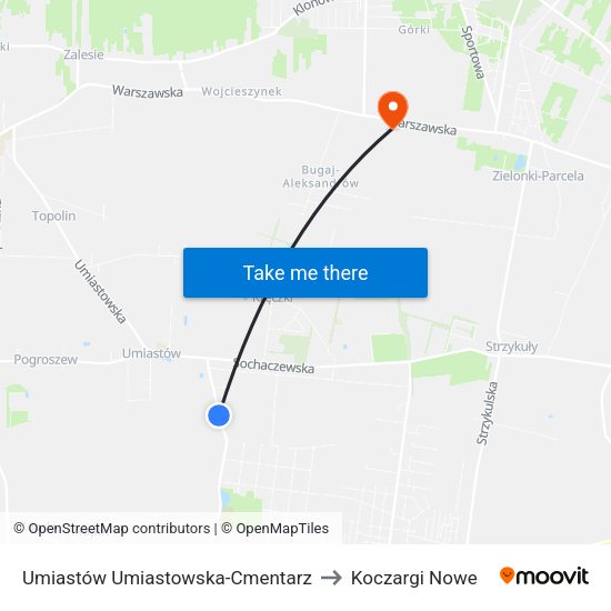 Umiastów Umiastowska-Cmentarz to Koczargi Nowe map