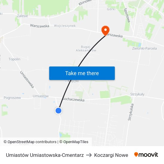 Umiastów Umiastowska-Cmentarz to Koczargi Nowe map