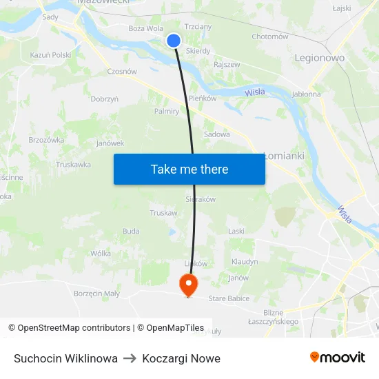 Suchocin Wiklinowa to Koczargi Nowe map