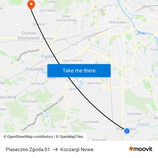 Piaseczno Zgoda 01 to Koczargi Nowe map