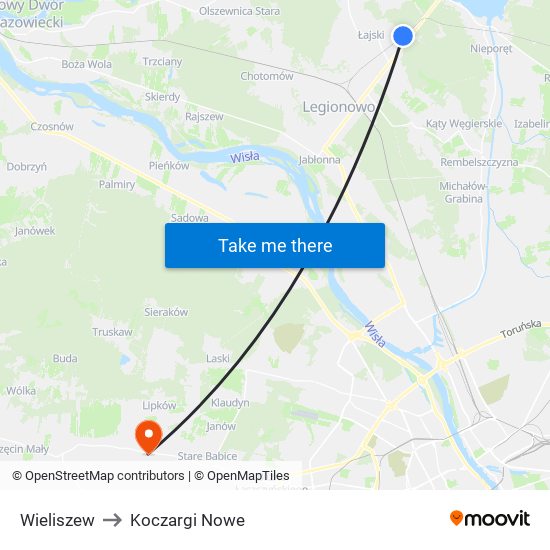 Wieliszew to Koczargi Nowe map