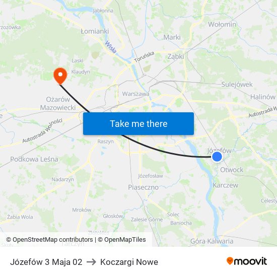 Józefów 3 Maja 02 to Koczargi Nowe map