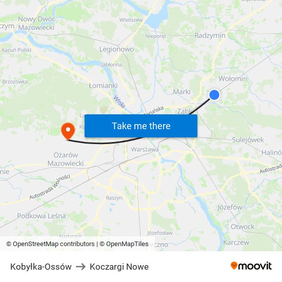 Kobyłka-Ossów to Koczargi Nowe map