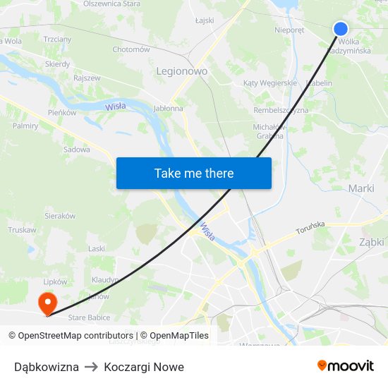 Dąbkowizna to Koczargi Nowe map