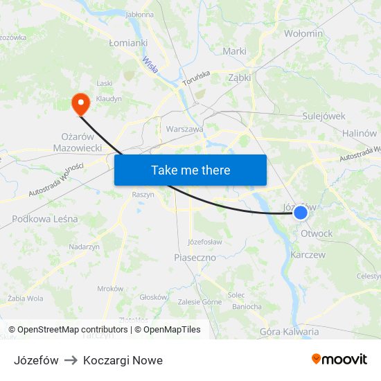 Józefów to Koczargi Nowe map