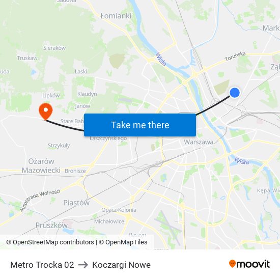 Metro Trocka 02 to Koczargi Nowe map