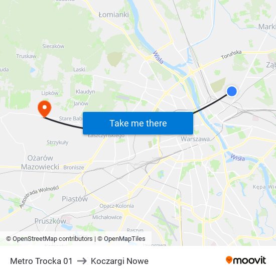 Metro Trocka 01 to Koczargi Nowe map