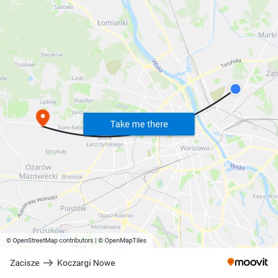 Zacisze to Koczargi Nowe map