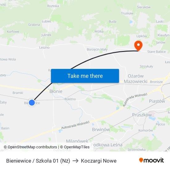 Bieniewice / Szkoła 01 (Nż) to Koczargi Nowe map