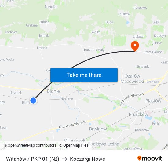 Witanów / PKP 01 (Nż) to Koczargi Nowe map