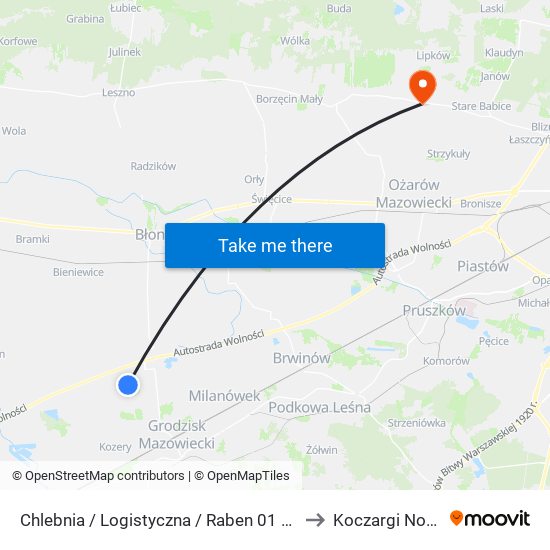 Chlebnia / Logistyczna / Raben 01 (Nż) to Koczargi Nowe map