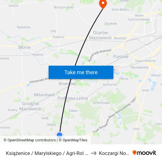 Książenice / Marylskiego / Agri-Rol (Nż) to Koczargi Nowe map