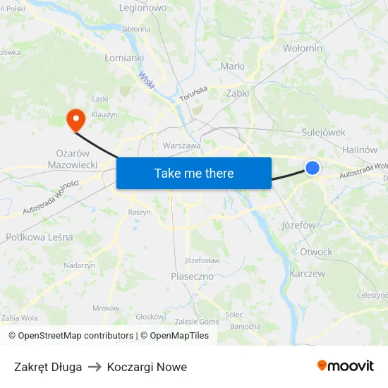 Zakręt Długa to Koczargi Nowe map
