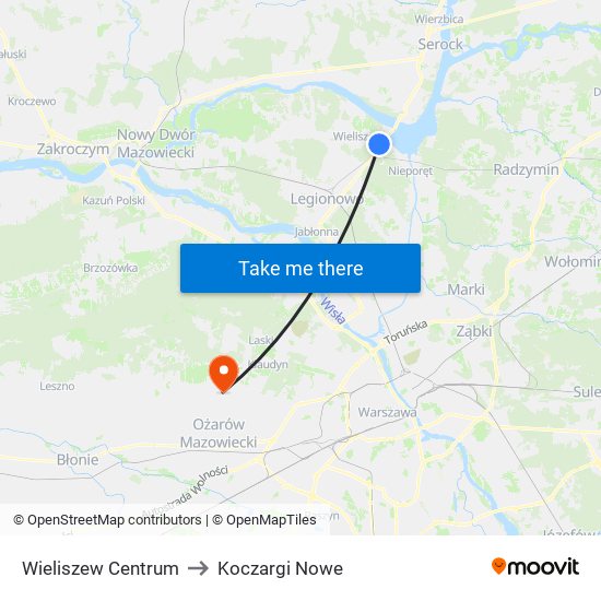 Wieliszew Centrum to Koczargi Nowe map