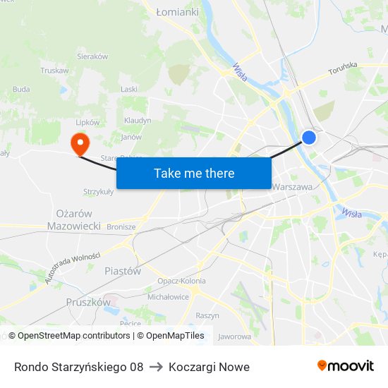 Rondo Starzyńskiego 08 to Koczargi Nowe map