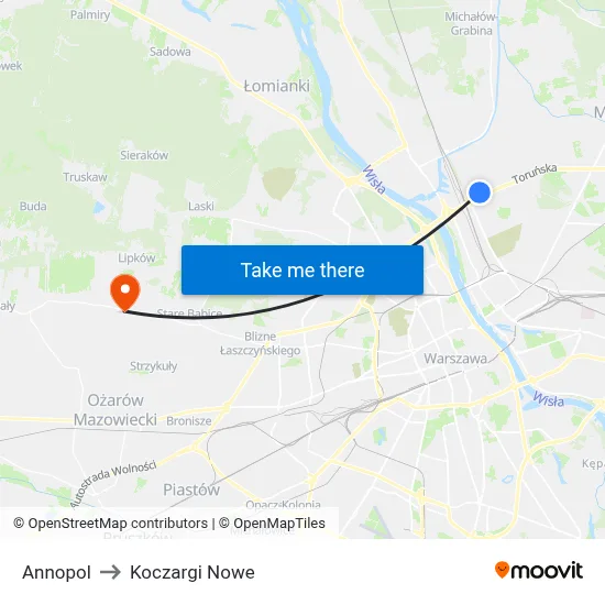Annopol to Koczargi Nowe map