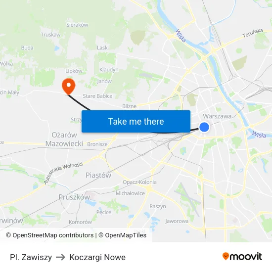 Pl. Zawiszy to Koczargi Nowe map