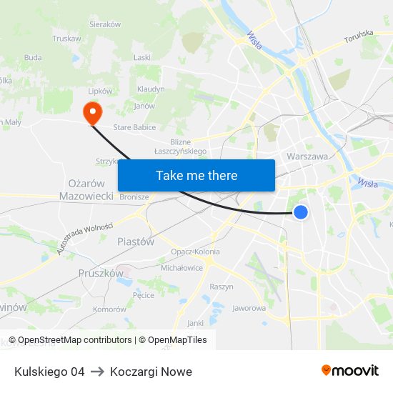 Kulskiego 04 to Koczargi Nowe map