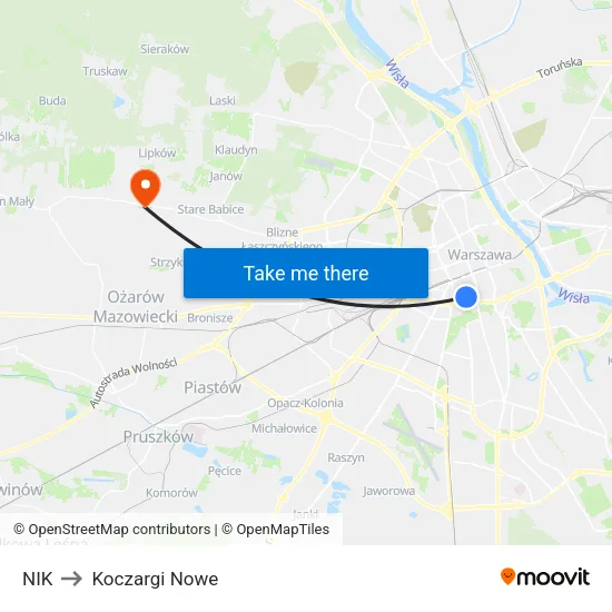 NIK to Koczargi Nowe map