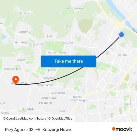 Przy Agorze to Koczargi Nowe map