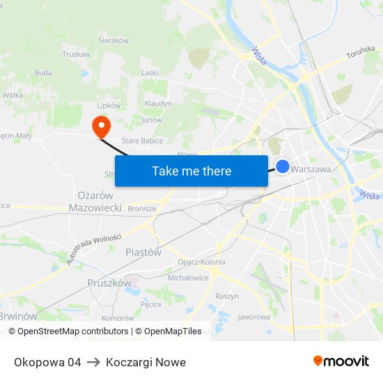 Okopowa 04 to Koczargi Nowe map