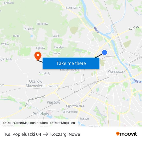 Ks. Popiełuszki 04 to Koczargi Nowe map