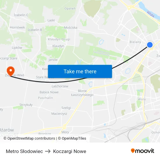 Metro Słodowiec to Koczargi Nowe map