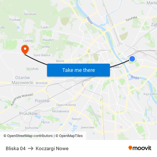 Bliska 04 to Koczargi Nowe map