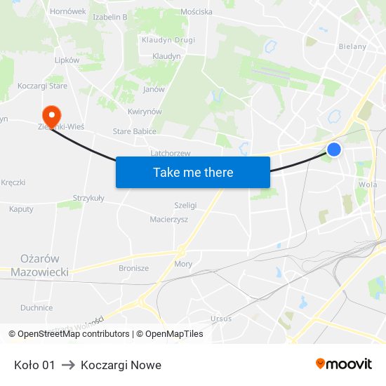 Koło 01 to Koczargi Nowe map