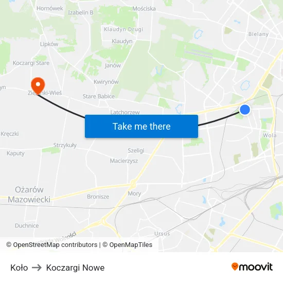 Koło to Koczargi Nowe map