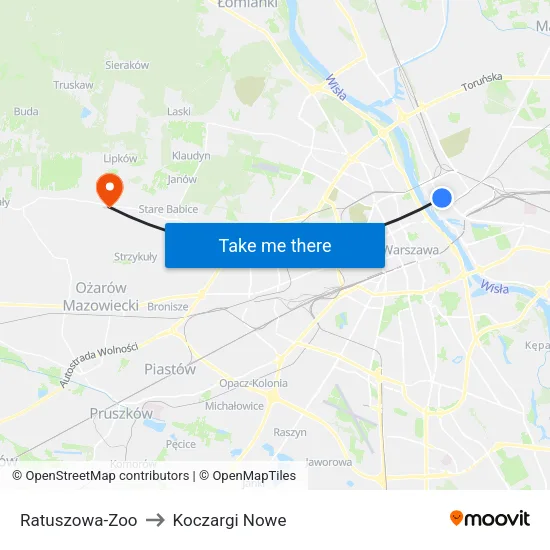 Ratuszowa - Zoo to Koczargi Nowe map