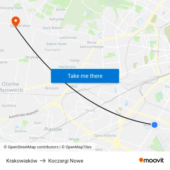 Krakowiaków to Koczargi Nowe map