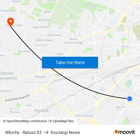 Włochy - Ratusz 03 to Koczargi Nowe map